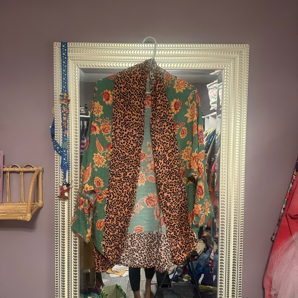 Floral and Leopard Print Kimono